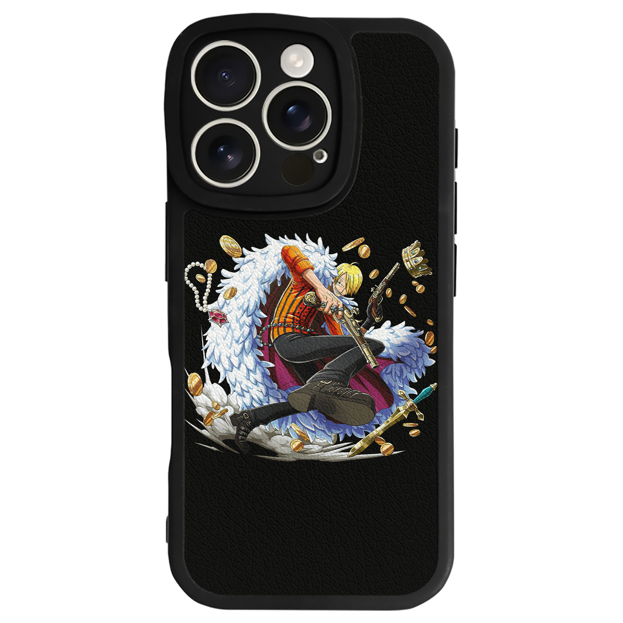 （画像用） ワンピース サンジ ONE PIECE Sanji 【iPhone 16シリーズ対応】シリコンスマホケース（レザー調） 材質：シリコン